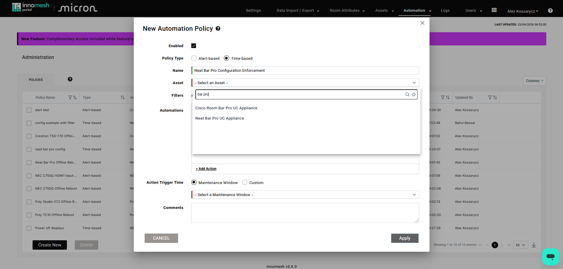 Asset type selector showing search and favourites star icon